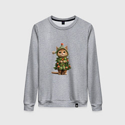 Женский свитшот Кот в костюме новогодней елки