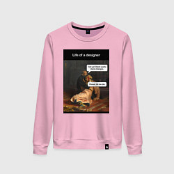 Свитшот хлопковый женский Дизайнер, цвет: светло-розовый