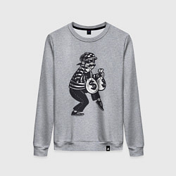 Свитшот хлопковый женский Вор с мешками денег, цвет: меланж