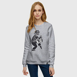 Свитшот хлопковый женский Вор с мешками денег, цвет: меланж — фото 2
