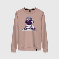 Свитшот хлопковый женский Космонавт диджей, цвет: пыльно-розовый