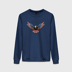 Свитшот хлопковый женский Орёл Америки, цвет: тёмно-синий