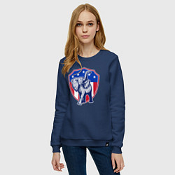 Свитшот хлопковый женский Elephant USA, цвет: тёмно-синий — фото 2