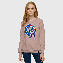 Свитшот хлопковый женский USA elephant, цвет: пыльно-розовый — фото 2