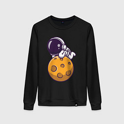 Свитшот хлопковый женский Отдых на Луне, цвет: черный