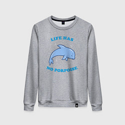 Свитшот хлопковый женский Life has no porpoise, цвет: меланж