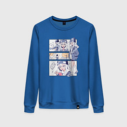 Свитшот хлопковый женский Ноно-тан Медуза не умеет плавать в ночи, цвет: синий