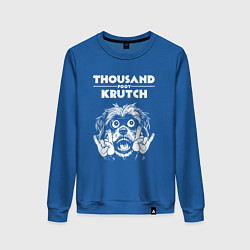 Свитшот хлопковый женский Thousand Foot Krutch rock dog, цвет: синий