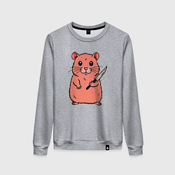 Свитшот хлопковый женский Хомяк с ножом - мем хомiк, цвет: меланж