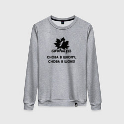 Свитшот хлопковый женский 1 сентября снова в школу снова в шоке, цвет: меланж