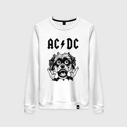 Свитшот хлопковый женский AC DC - rock dog, цвет: белый