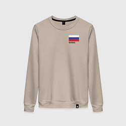 Свитшот хлопковый женский Россия карта и флаг, цвет: миндальный