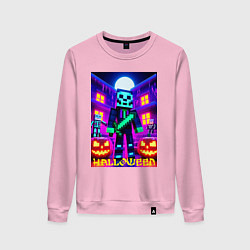 Женский свитшот Halloween and Minecraft - neon collaboration