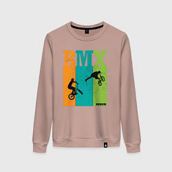 Свитшот хлопковый женский BMX велосипед, цвет: пыльно-розовый