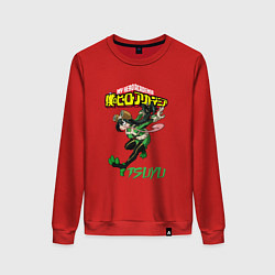 Свитшот хлопковый женский Моя геройская академия лягушка Цую Асуи, цвет: красный