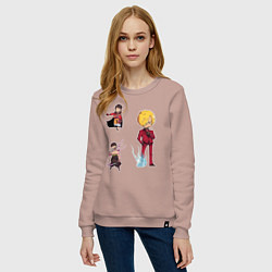 Свитшот хлопковый женский Ван-Пис Санджи Зоро, цвет: пыльно-розовый — фото 2