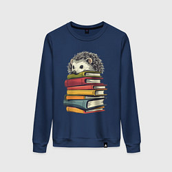 Женский свитшот Ёжик на книгах