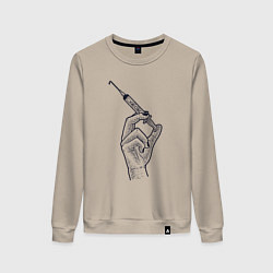 Свитшот хлопковый женский Шприц с вакциной, цвет: миндальный