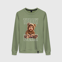 Свитшот хлопковый женский Милый тедди, цвет: авокадо