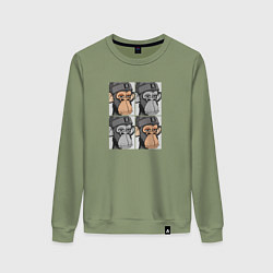 Свитшот хлопковый женский Four monkeys, цвет: авокадо