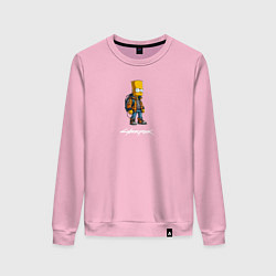 Свитшот хлопковый женский Bart Simpson cyberpunk, цвет: светло-розовый