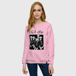 Свитшот хлопковый женский G I-dle группа в стиле империи, цвет: светло-розовый — фото 2