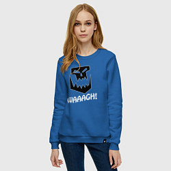 Свитшот хлопковый женский Warhammer waaagh game, цвет: синий — фото 2