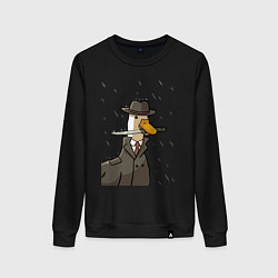Свитшот хлопковый женский Гусь агент с ножом, цвет: черный