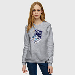 Свитшот хлопковый женский Мир в чемодане, цвет: меланж — фото 2