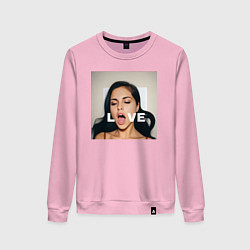 Свитшот хлопковый женский Sasha Gray love big angel, цвет: светло-розовый