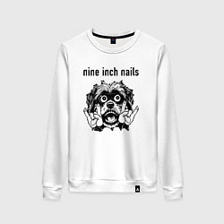 Свитшот хлопковый женский Nine Inch Nails - rock dog, цвет: белый