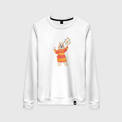Свитшот хлопковый женский Белый медведик, цвет: белый