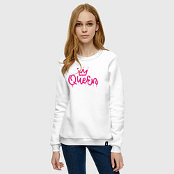 Свитшот хлопковый женский Pink queen, цвет: белый — фото 2