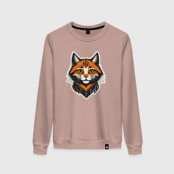 Свитшот хлопковый женский Ретро кот, цвет: пыльно-розовый