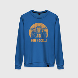 Свитшот хлопковый женский Rock monkey, цвет: синий