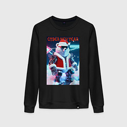 Свитшот хлопковый женский Cyber new year - polar bear, цвет: черный