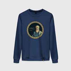 Свитшот хлопковый женский Цитата Гиппократа, цвет: тёмно-синий