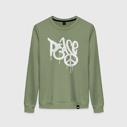 Свитшот хлопковый женский Peace graffiti, цвет: авокадо
