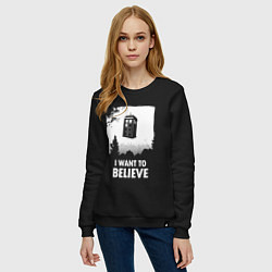 Свитшот хлопковый женский Tardis believe, цвет: черный — фото 2
