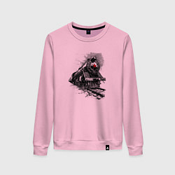 Свитшот хлопковый женский Паровоз со пятиконечной звездой, цвет: светло-розовый