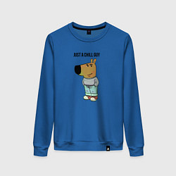 Свитшот хлопковый женский Just a chill guy - meme, цвет: синий