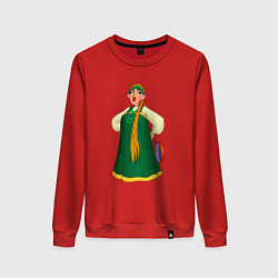 Свитшот хлопковый женский Баба, цвет: красный