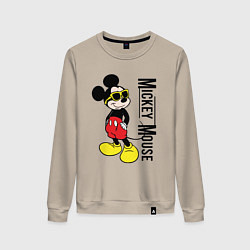 Свитшот хлопковый женский Микки Маус и надпись, цвет: миндальный