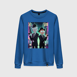 Свитшот хлопковый женский Рик и Морти крутые гангстеры - нейроарт, цвет: синий