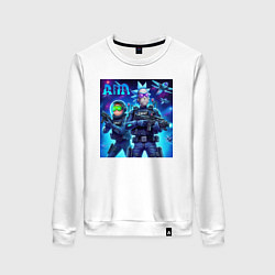 Свитшот хлопковый женский Rick and Morty - cosmic special forces, цвет: белый