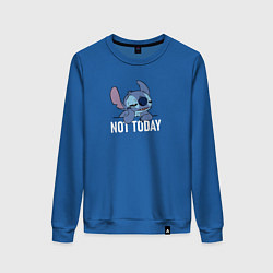 Свитшот хлопковый женский Not today Stitch, цвет: синий