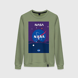 Свитшот хлопковый женский NASA фиолетовый плакат, цвет: авокадо