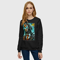 Свитшот хлопковый женский Cyber Harry Potter - ai art fantasy, цвет: черный — фото 2