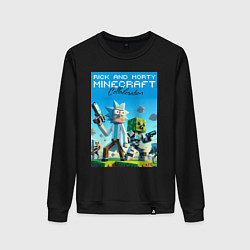 Свитшот хлопковый женский Rick and Morty Minecraft - collaboration, цвет: черный