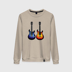 Свитшот хлопковый женский Яркие гитары, цвет: миндальный